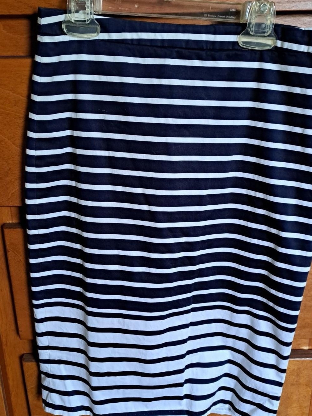 J. Crew Navy and White Striped Pencil Skirt